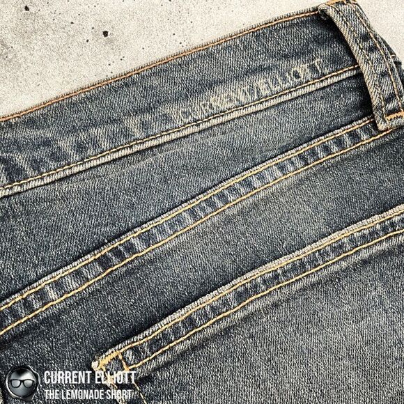 CURRENT ELLIOTT LEMONADE JEAN SHORTS SUN-FADED DENIM MINI SHORTS SIZE 24 / 0 NEW - Picture 10 of 13